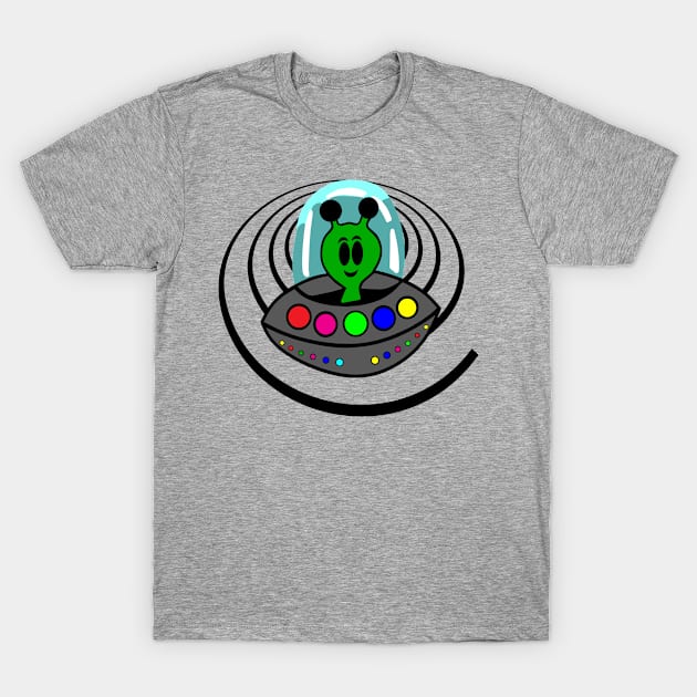 Cute Alien in a Spaceship T-Shirt by CBV